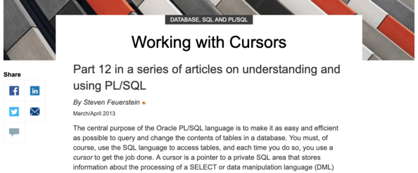 Screenshot of Oracle blog post.