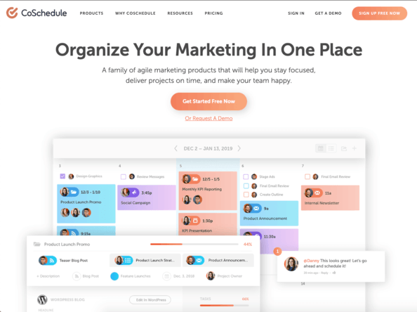 CoSchedule home page screenshot.