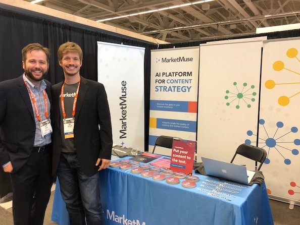 MarketMuse Co-founders Aki Balogh and Jeff Coyle at Content Marketing World. #CMWorld