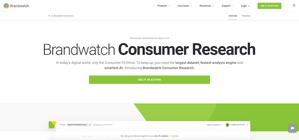 Brandwatch,com home page screenshot.
