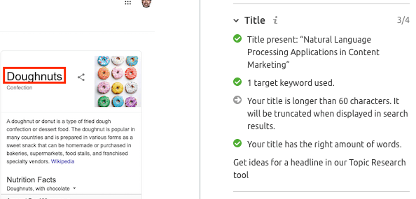 Screenshot of SEMRush Title suggestion.