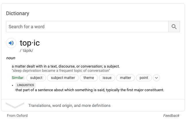 Definition of what is a topic.