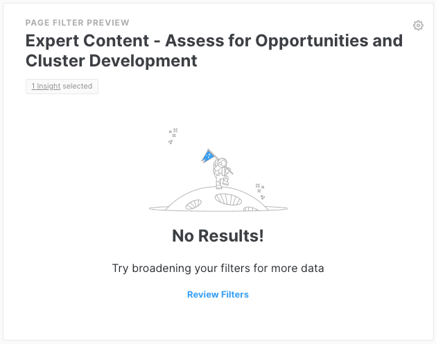 MarketMuse Page Filter showing no results for Expert Content.