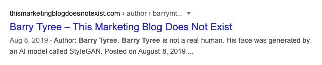 SERP for search term Barry Tyree.