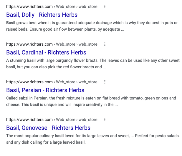 Google search results showing boilerplate title tags.